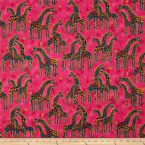 Mythical Jungle Metallic Giraffes Pink