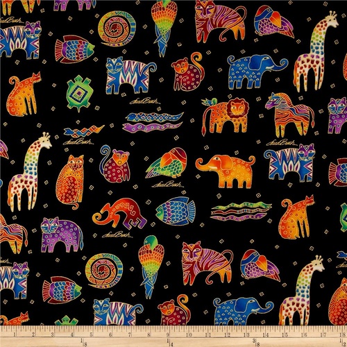 Metallic Mythical Jungle Animals Black