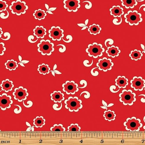 Moon Flower Button Floral Red