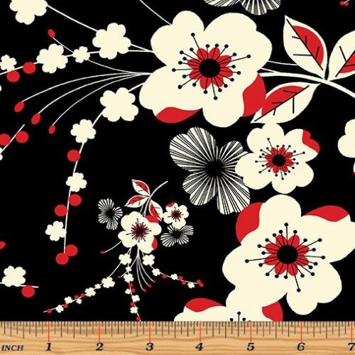 Moon Flower Plum Floral Black