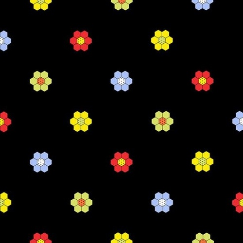 Bicycles and Blooms Hexi Floral Black