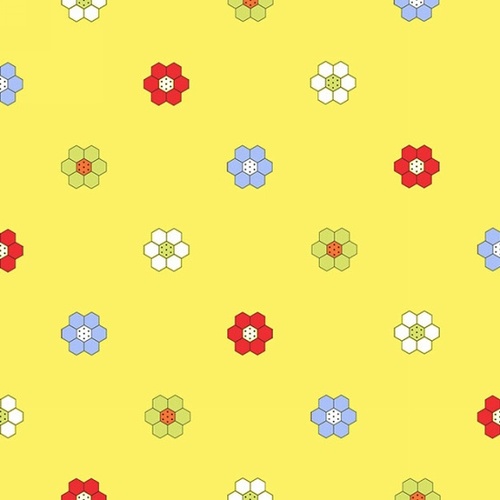 Bicycles and Blooms Hexi Floral Yellow