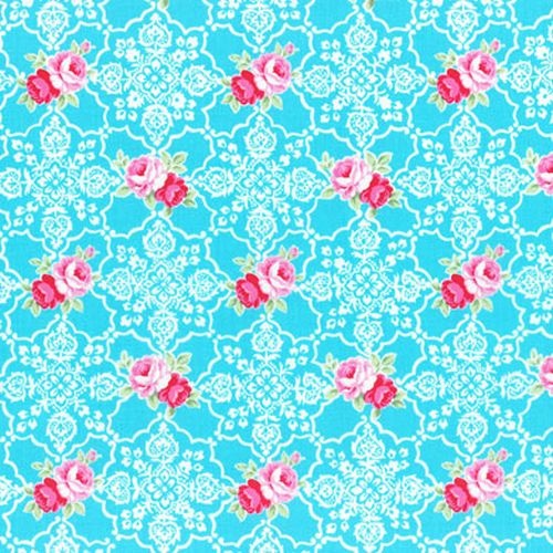 Flower Sugar Rose Damask Blue