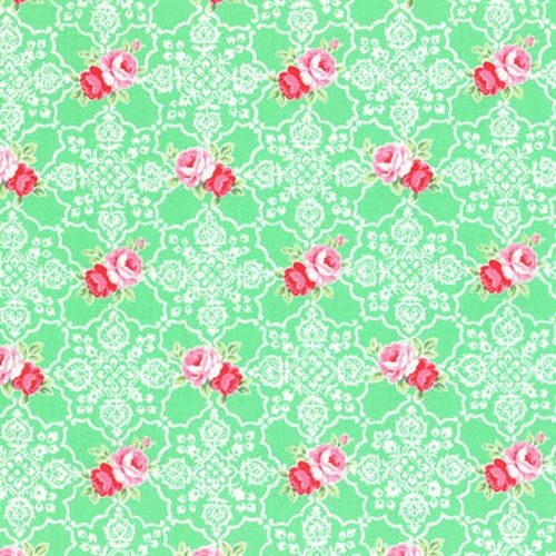 Flower Sugar Rose Damask Green