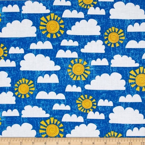 Dandy Dino Clouds Sun Blue