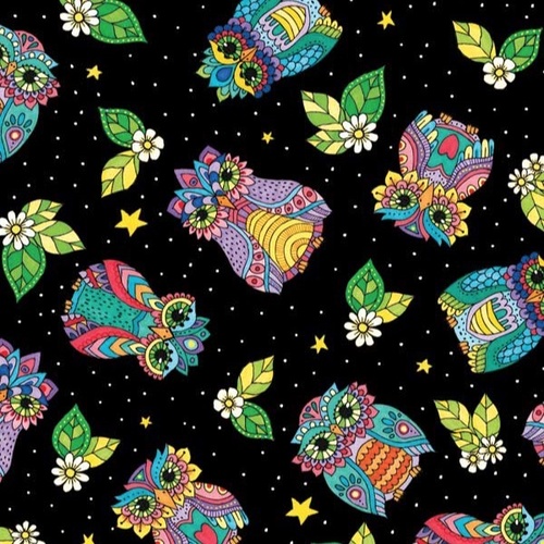 Night Bright Tossed Owls Black
