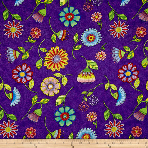 Night Bright Tossed Flowers Purple