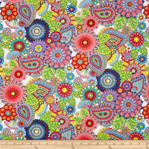 Night Bright Paisley Floral White