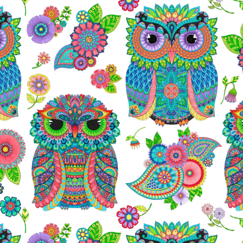 Night Bright Main Owls White Panel