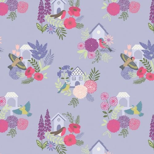 Grandma's Garden Bird House Floral Lilac