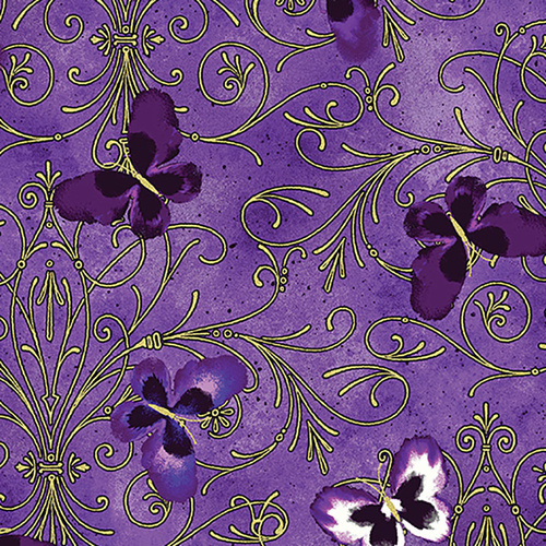 Pansy Noir Butterfly Scroll Purple