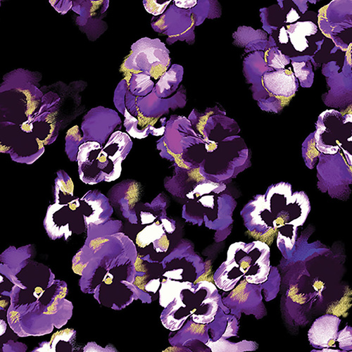 Pansy Noir Watercolour Pansies Black