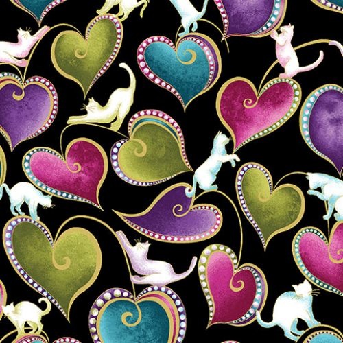 Cat-I-Tude Hearts Cats Multi Black