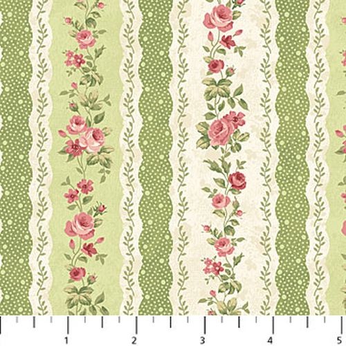 Vintage Rose Stripe Green
