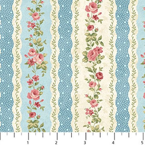 Vintage Rose Stripe Blue
