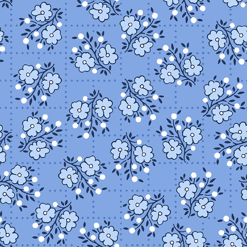 Vintage Mix and Match Daisy Floral Blue