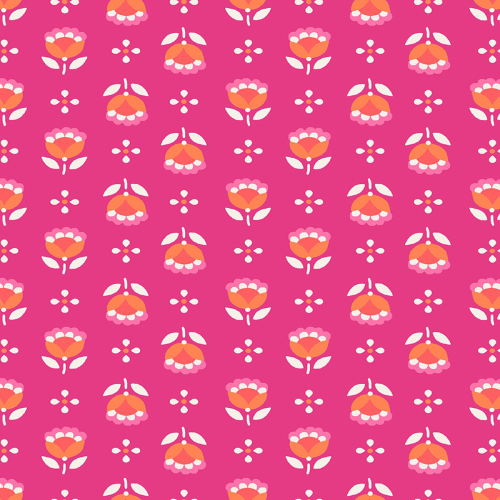 Modern Scandanavian Orange Floral Pink