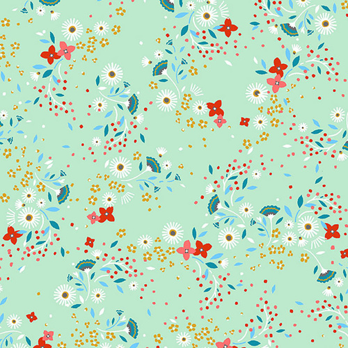 Modern Scandanavian Floral Bunches Blue