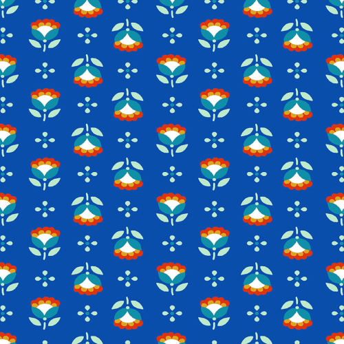 Modern Scandanavian Flower Rows Blue