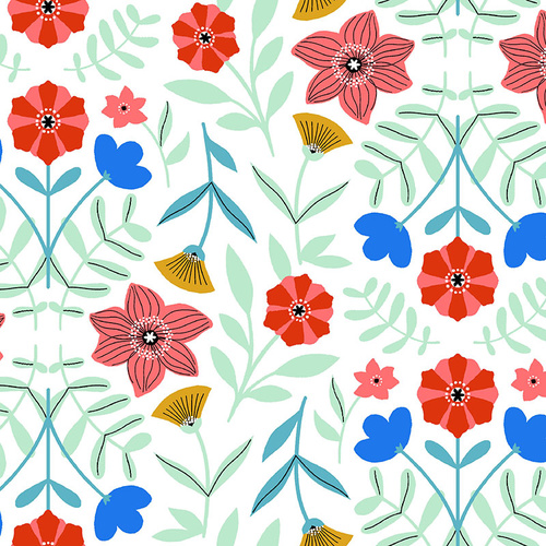 Modern Scandanavian Mixed Flowers White