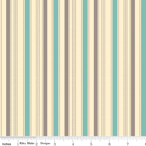 Sasparilla Stripes Teal Per Metre