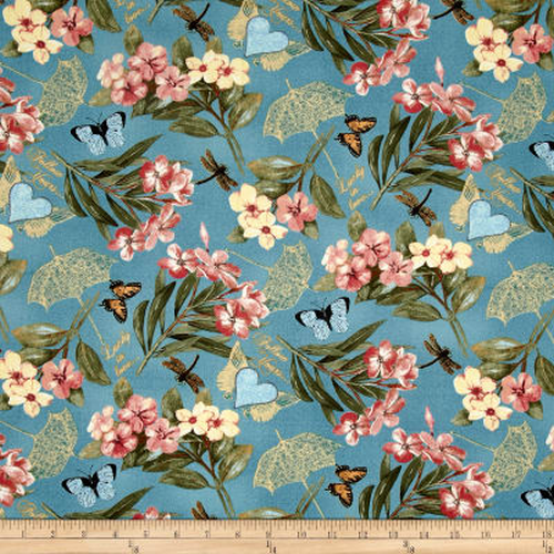 Garden Hideaway Butterfly Floral Blue