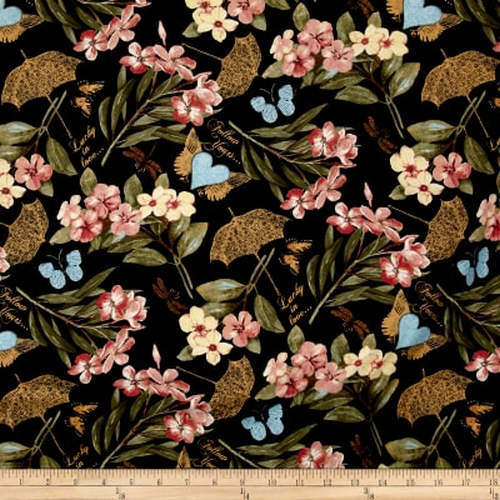 Garden Hideaway Butterfly Floral Black