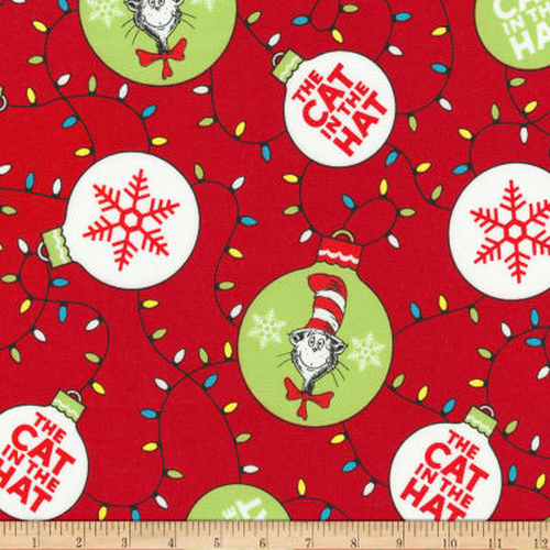 Cat In The Hat Christmas Baubles Red