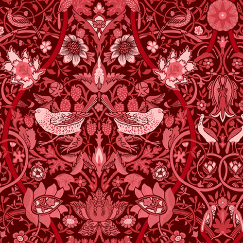 William and May Bird Floral Cranberry