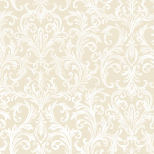 Roses On The Vine Damask Scroll Ivory