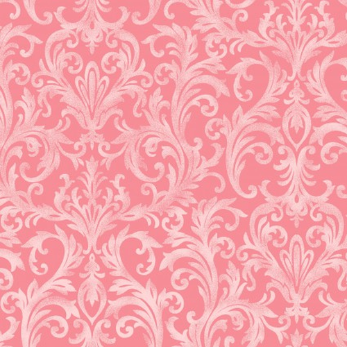 Roses On The Vine Damask Scroll Pink