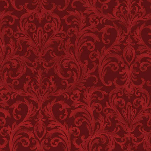 Roses On The Vine Damask Scroll Rust