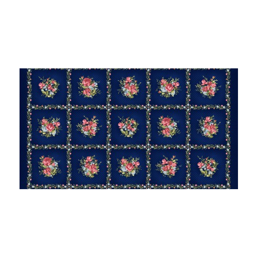 Roses On The Vine Panel Blue