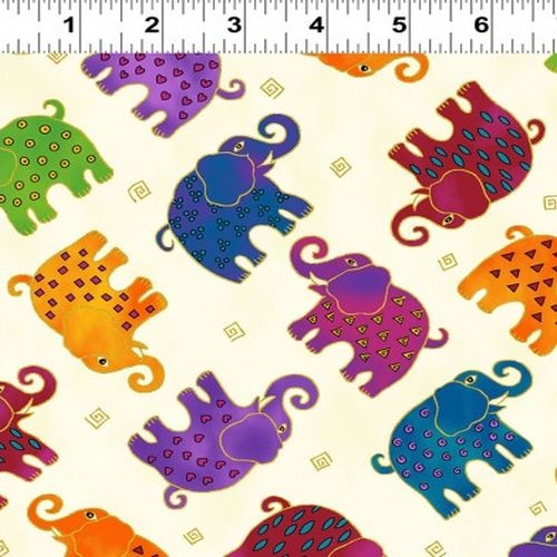 Metallic Mythical Jungle Elephants White