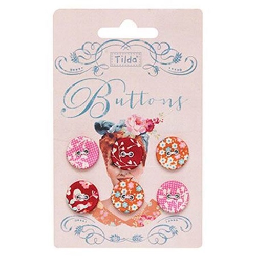 Tilda Fabric Buttons Cabbage Rose 17mm