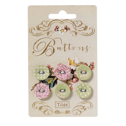 Tilda Fabric Buttons Apple Bloom 17mm
