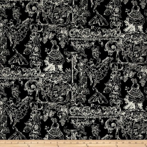 Can Can Dancing Skeletons Black