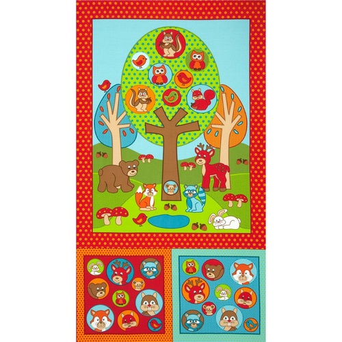 Woodland Park Animals 24" Quilt  Panel