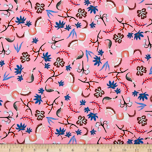 Les Fleurs Carousel Horses Pink