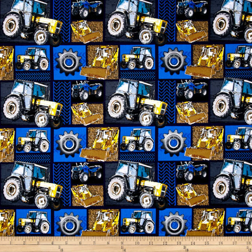 Construction Zone Tractors Machines Blue