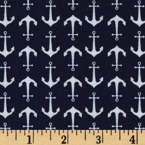 Anchors Away Navy Per Metre