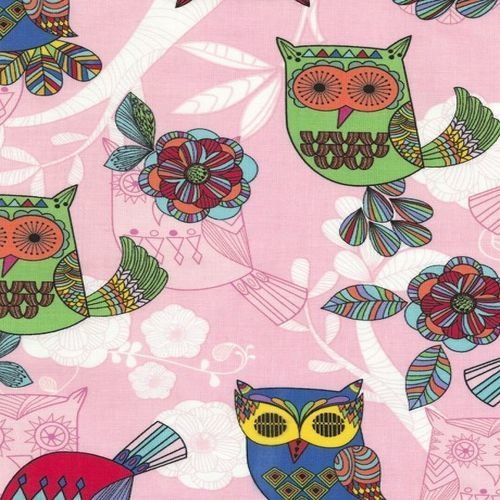 Owls Flowers Pink