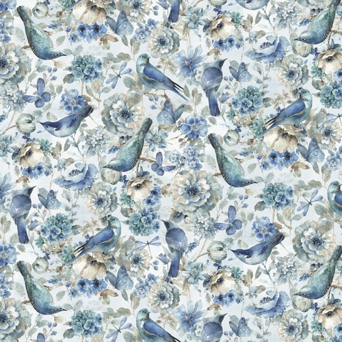 Indigold Bird Flutter Floral  Blue
