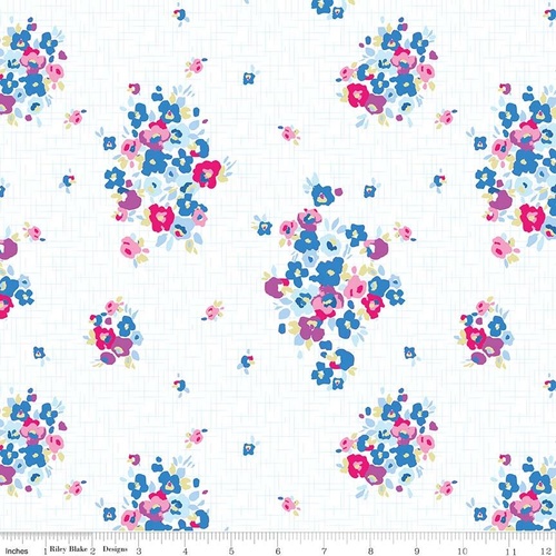 Blue Carolina Floral Knit White