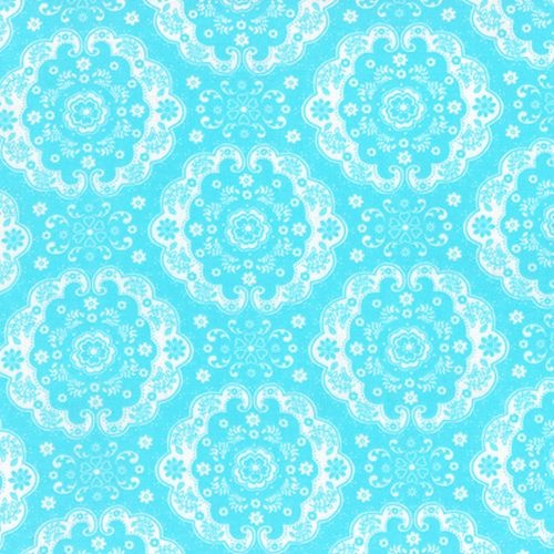 Flower Sugar Double Gauze Damask Blue