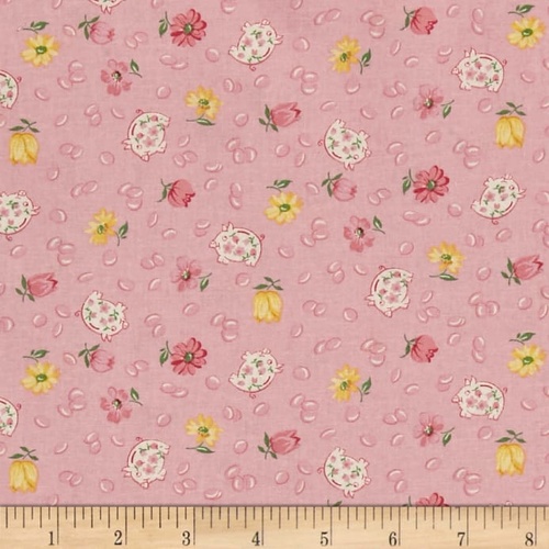 Lazy Days Pig Floral Per Metre