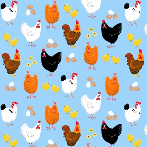Hens and Eggs Blue
