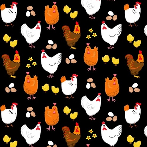 Hens and Eggs Black