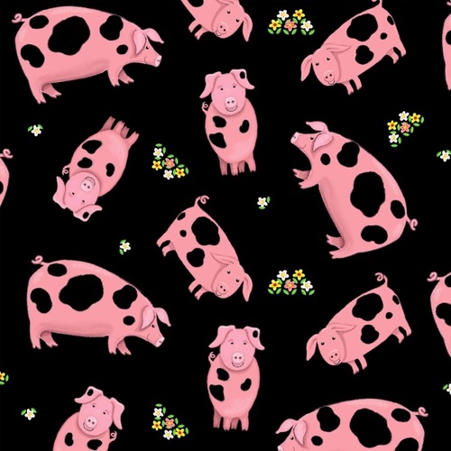 Farm Life Pigs Black
