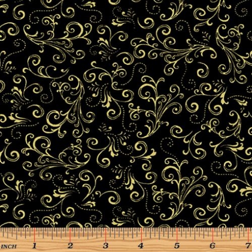 Butterfly Jewel Scroll Black Gold